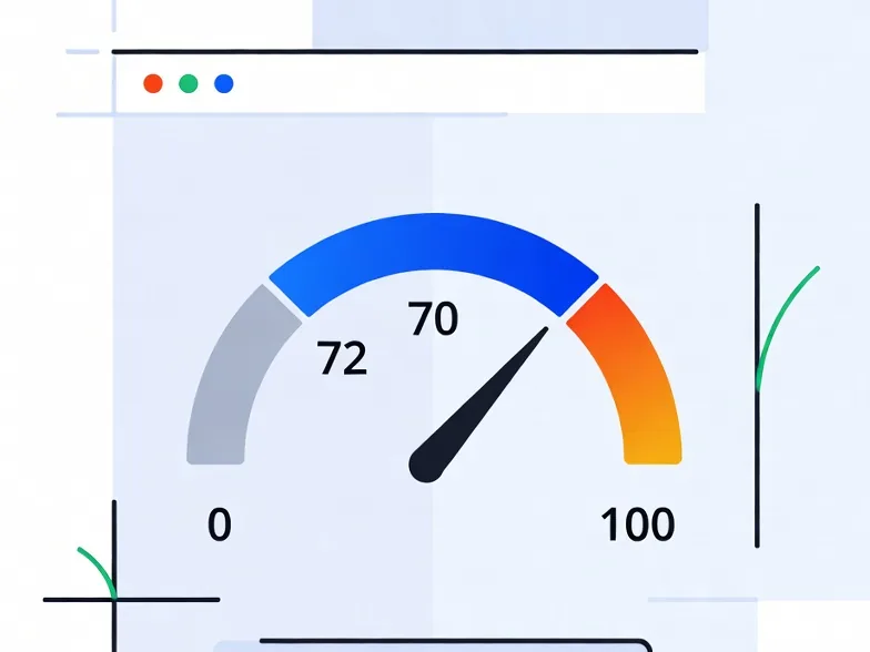 Domain rating gauge from 0 to 100 with the needle at 72