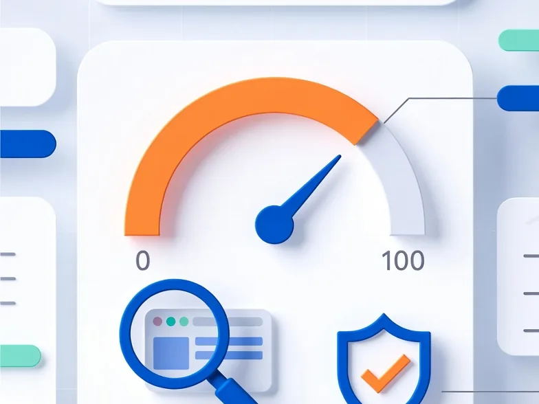 Free SEO tools panel with a score dial, site inspector and safety shield